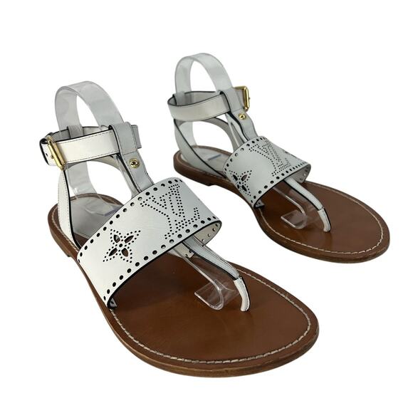 Louis Vuitton Horizon Perforated Leather Flat Sandals in White - Picture 5 of 16